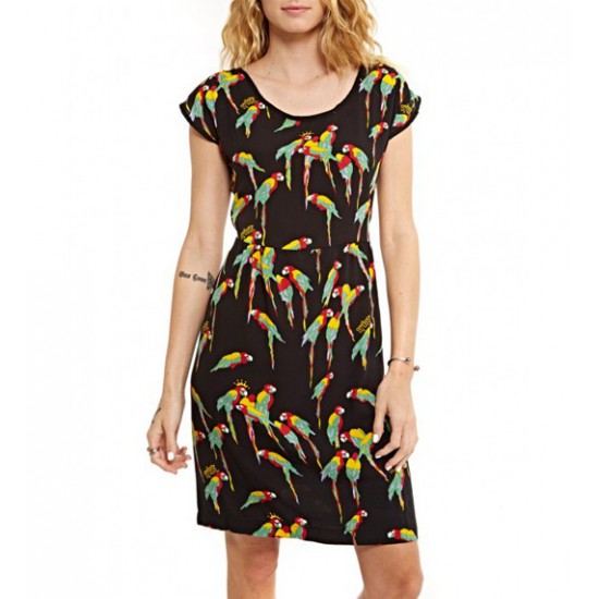 Macaw Twist Back Dress Black