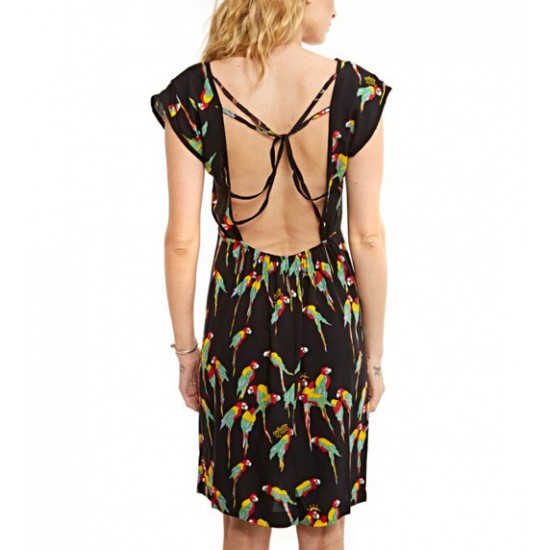 Macaw Twist Back Dress Black