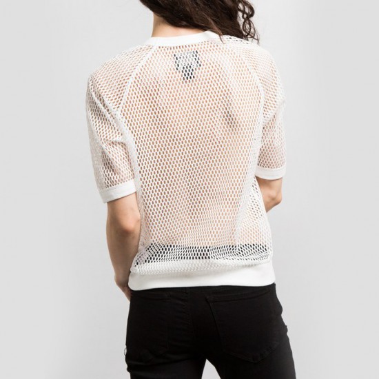 White mesh sweatshirt on sale