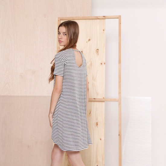 Nerea Striped Dress Ecru Blue