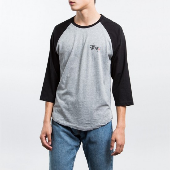 Basic Logo Raglan Grey Heather Black