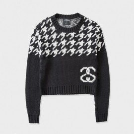 Houndstooth Jumper Sweater Black