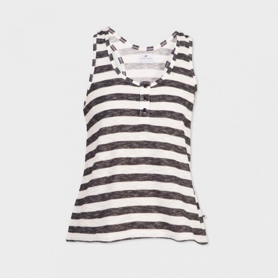 Sless Joa Striped Tee Black Ecru