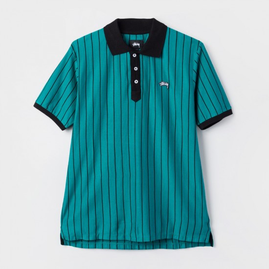 Striped Tennis Polo Teal