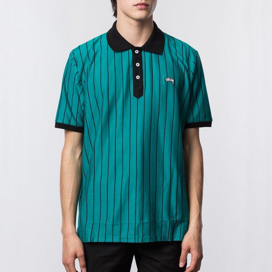 Striped Tennis Polo Teal