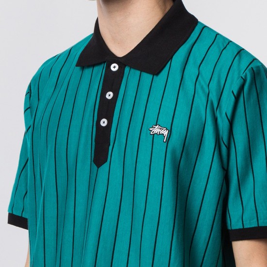 Striped Tennis Polo Teal