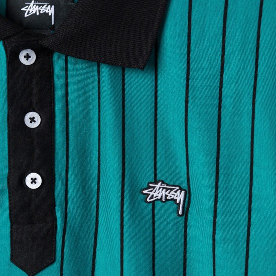 Striped Tennis Polo Teal