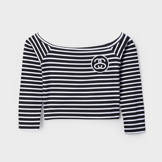 SS Stripe Crop top Black