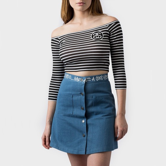 SS Stripe Crop top Black