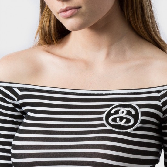 SS Stripe Crop top Black