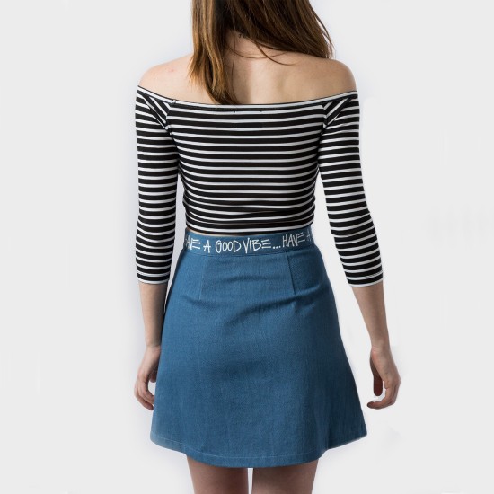 SS Stripe Crop top Black