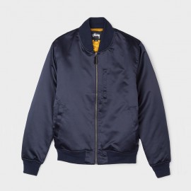 Emory Satin Bomber Jacket Navy