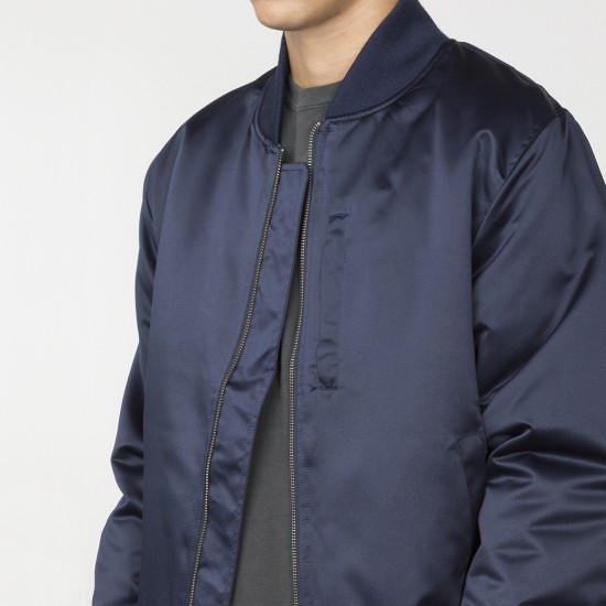 Emory Satin Bomber Jacket Navy