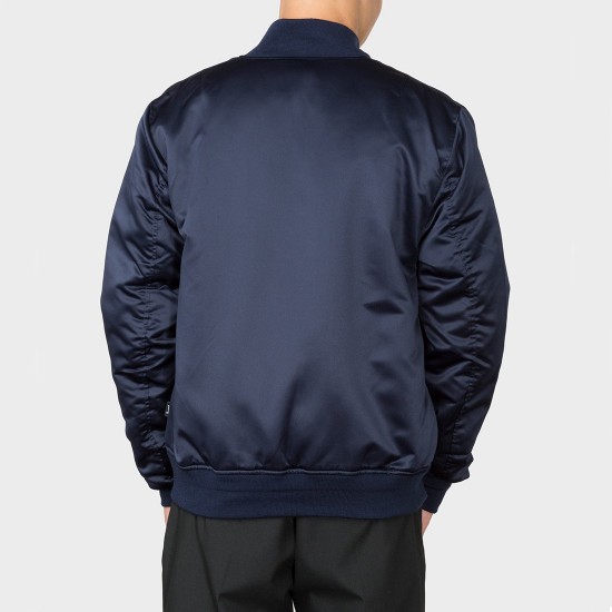 Emory Satin Bomber Jacket Navy