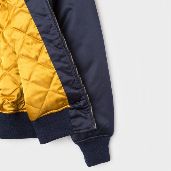 Emory Satin Bomber Jacket Navy