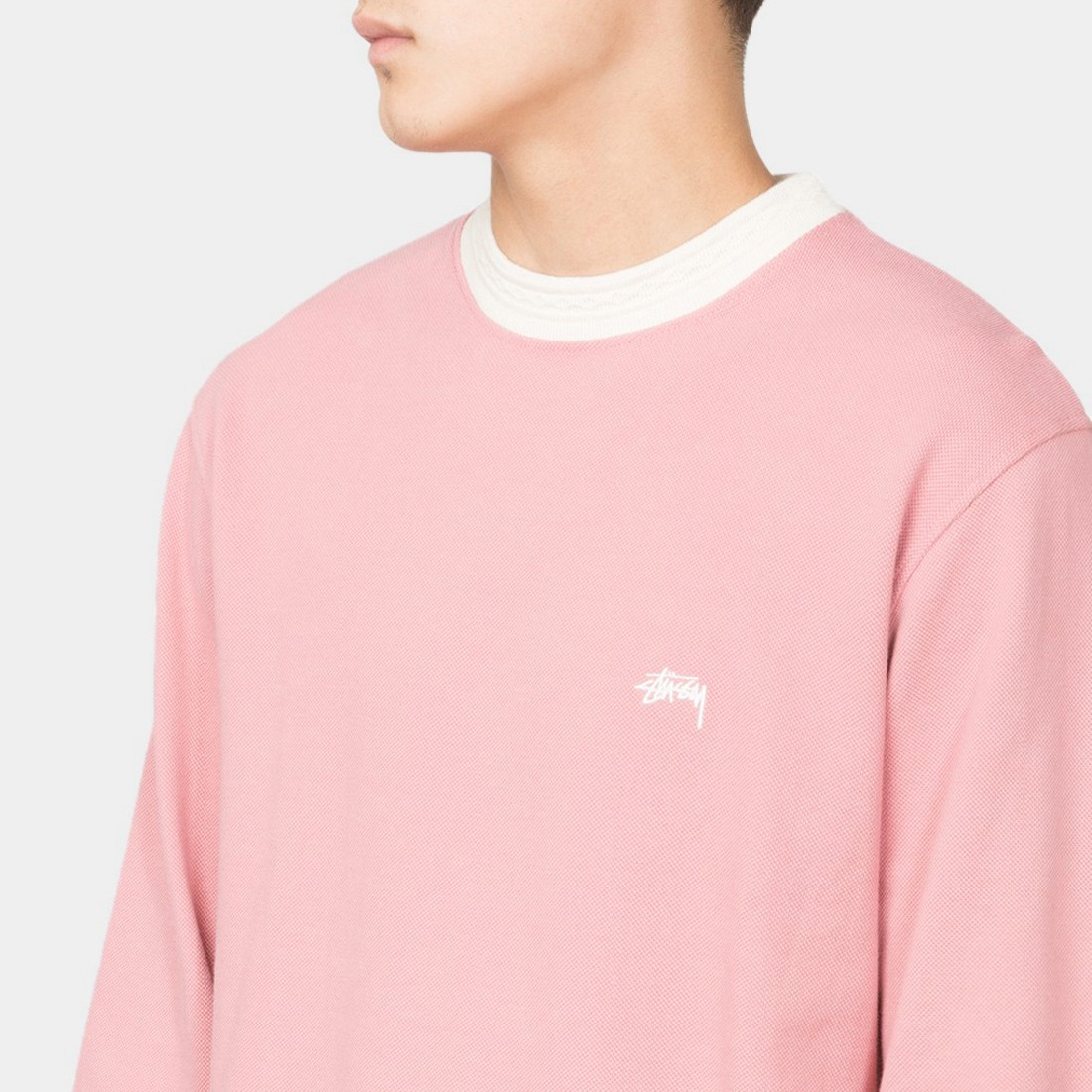 Sudadera Diamond Collar Heavy Pique Rosa Ropa hombre Stussy online