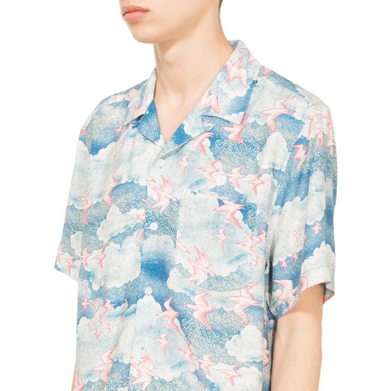 Cloud and Birds Shirt Blue