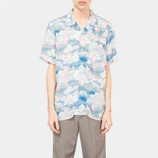 Cloud and Birds Shirt Blue