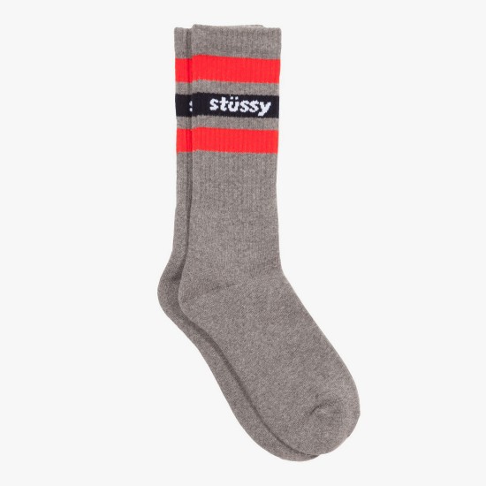 Calcetines Stripe Crew Grey/Red