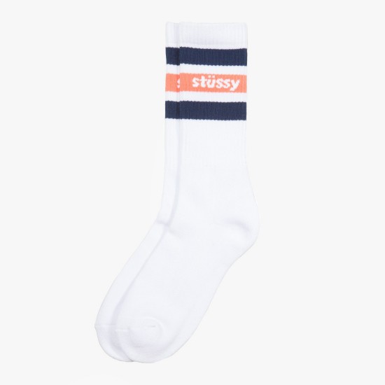 Stripe Crew Socks White/Navy