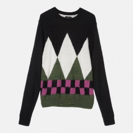 Diamond Check Mohair Sweater Black